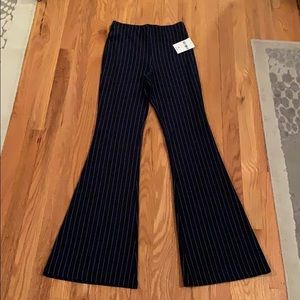 Pin Stripe Bell-Bottom Leggings
